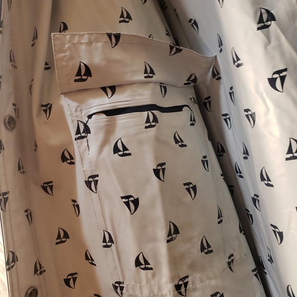 70's Aqua Sheen Reversable Rainslicker/Rain Coat Womens Large/Mens Medium. NWOT. - Picture 9 of 14